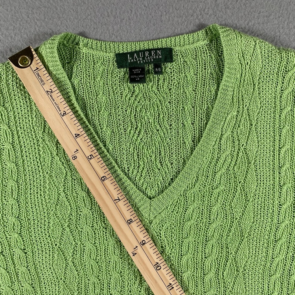 Ralph‎ Lauren 100% Linen Lightweight Cableknit V-Neck Sweater. Ladies petite  M - Picture 4 of 8